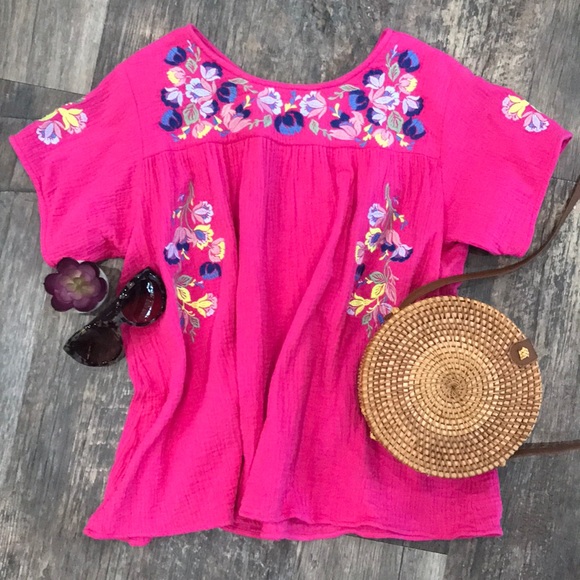 See And Be Seen Tops - See And Be Seen Embroidered Mexican Style Top
